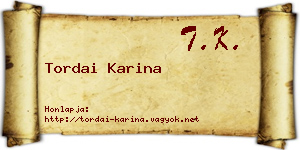 Tordai Karina névjegykártya